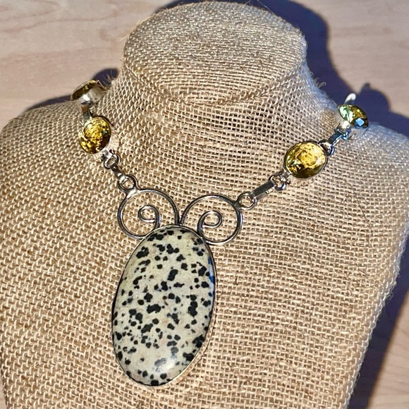 Dalmation Jasper Pendant Necklace 16-17” - Picture 8 of 12